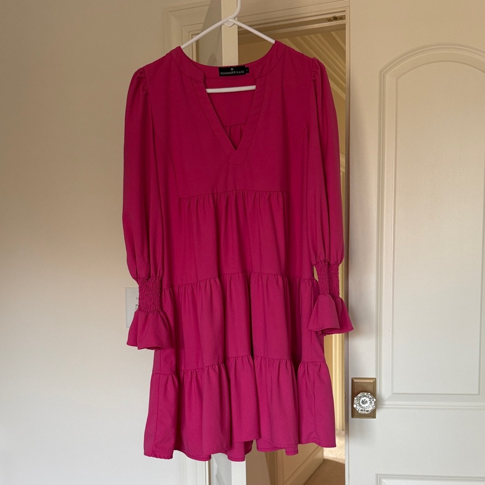Pomander Place Vibrant Pink Long Sleeve Dress